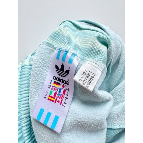ADIDAS Y2K Turquoise Nylon Side Stripe Bootcut Track Pants, Size L - Picture 11 of 13